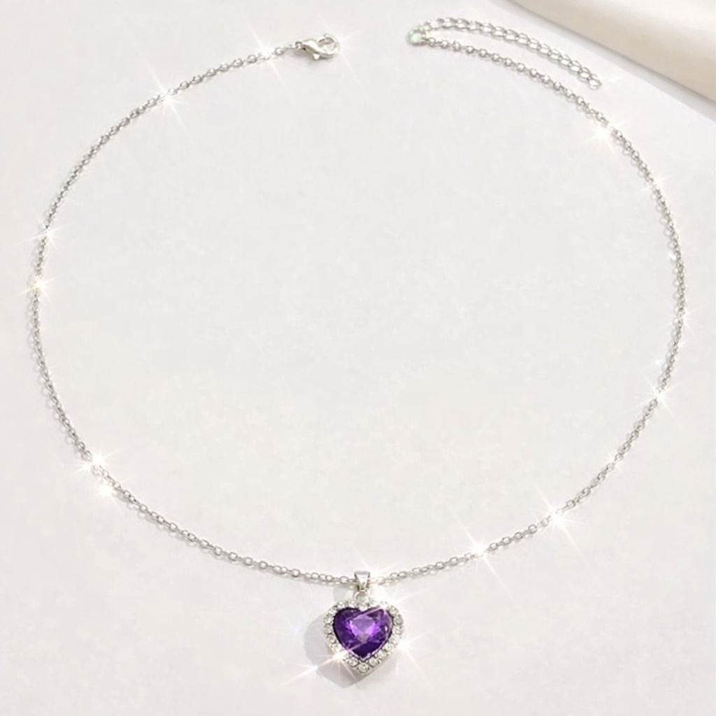 Purple Heart necklace Stainless steel