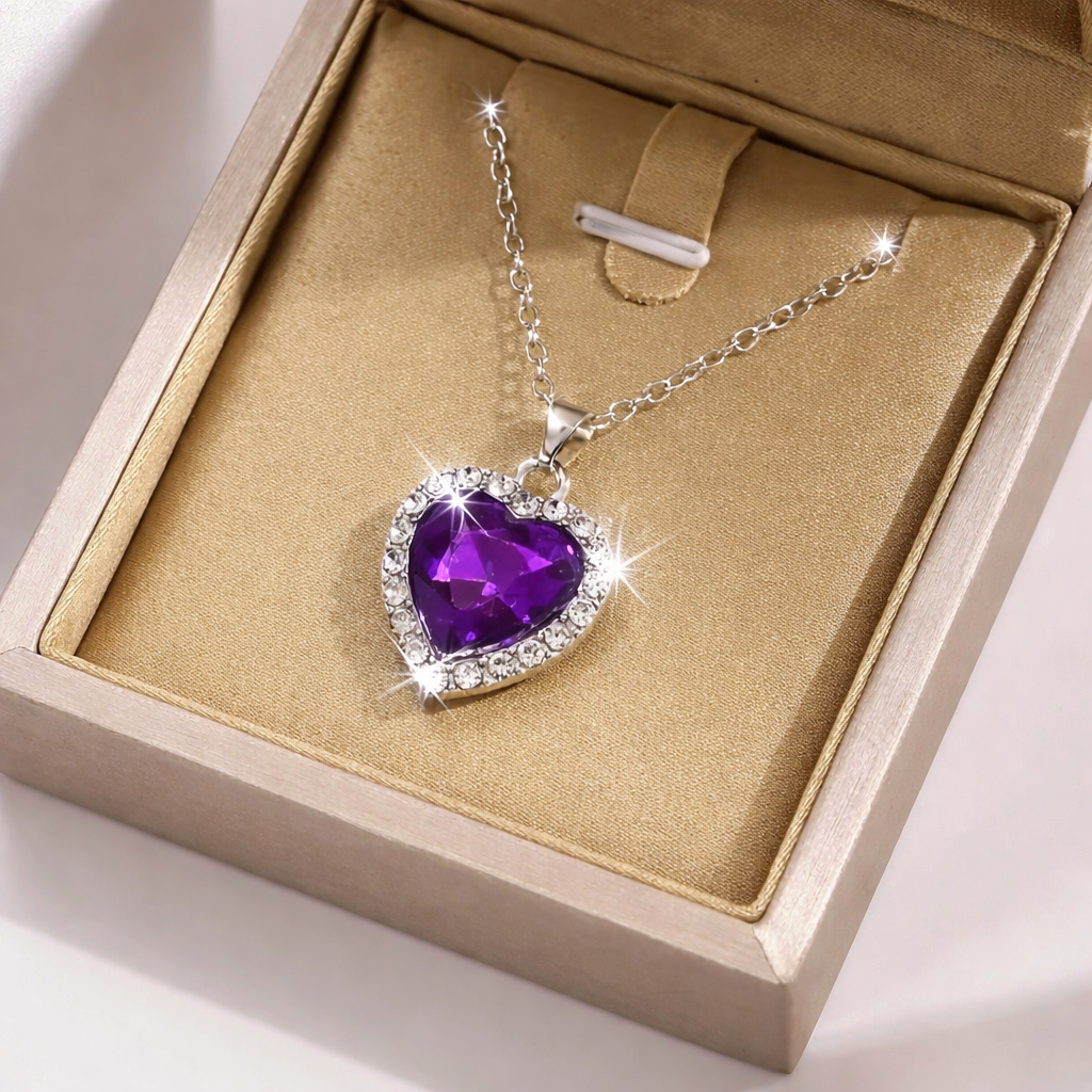 Purple Heart necklace Stainless steel